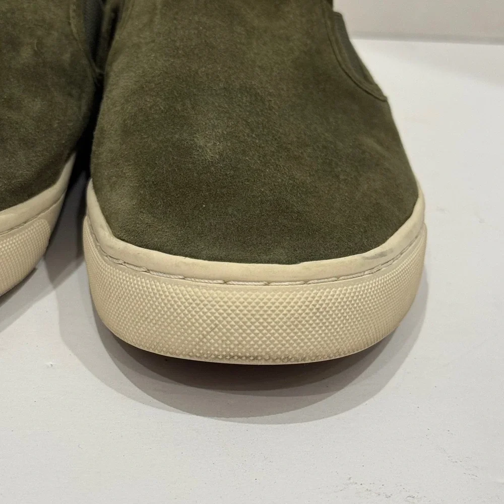 Tory Burch Olive Green Leather Suede Minimalist Slip On Sneakers Women's Size 10